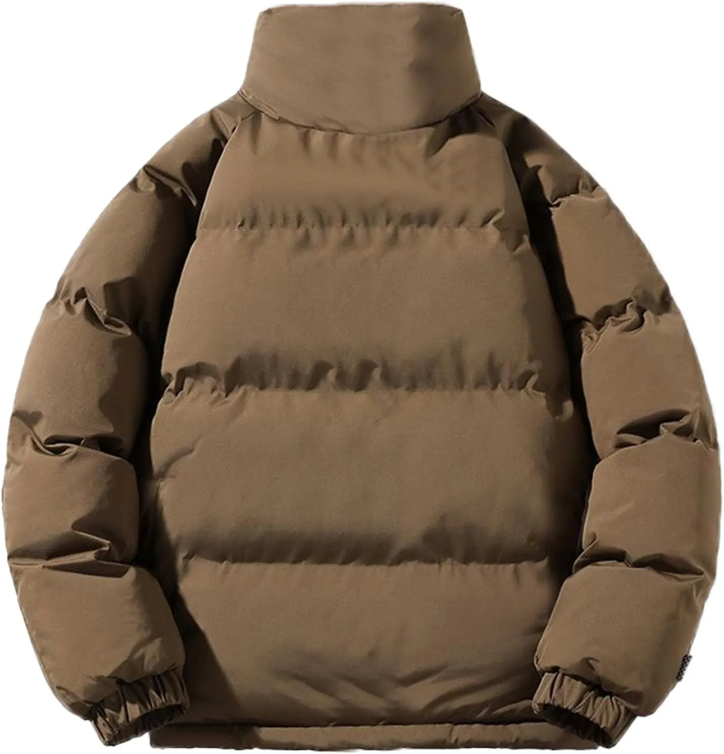WENKOMG1 Down Jacket for Men Long Sleeve Winter Fall Lightweight Sherpa Lined Outerwear Zip Up Insulated Puffer Jacket