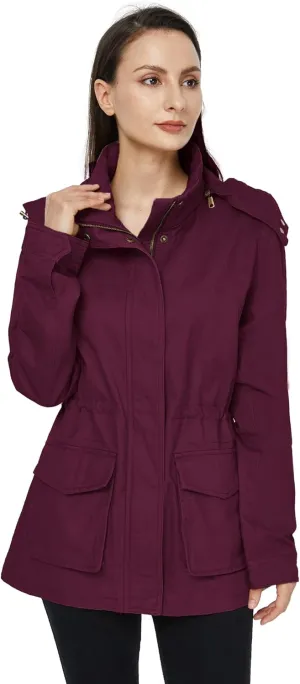 WenVen Women's Anorak Military Jacket Lightweight Casual Cotton Coat with Hood