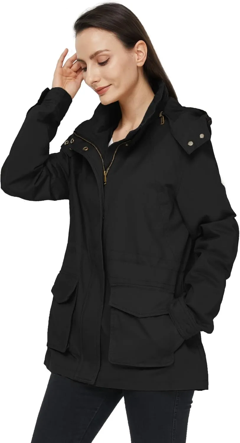 WenVen Women's Anorak Military Jacket Lightweight Casual Cotton Coat with Hood