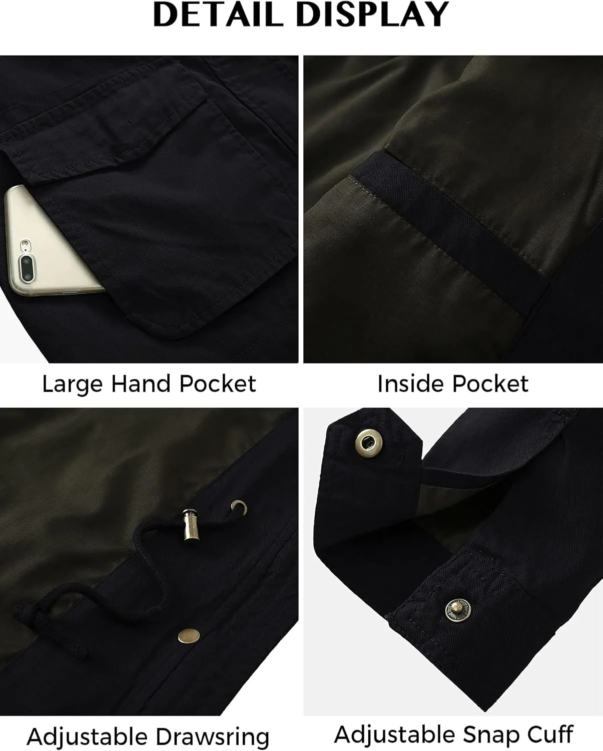 WenVen Women's Anorak Military Jacket Lightweight Casual Cotton Coat with Hood