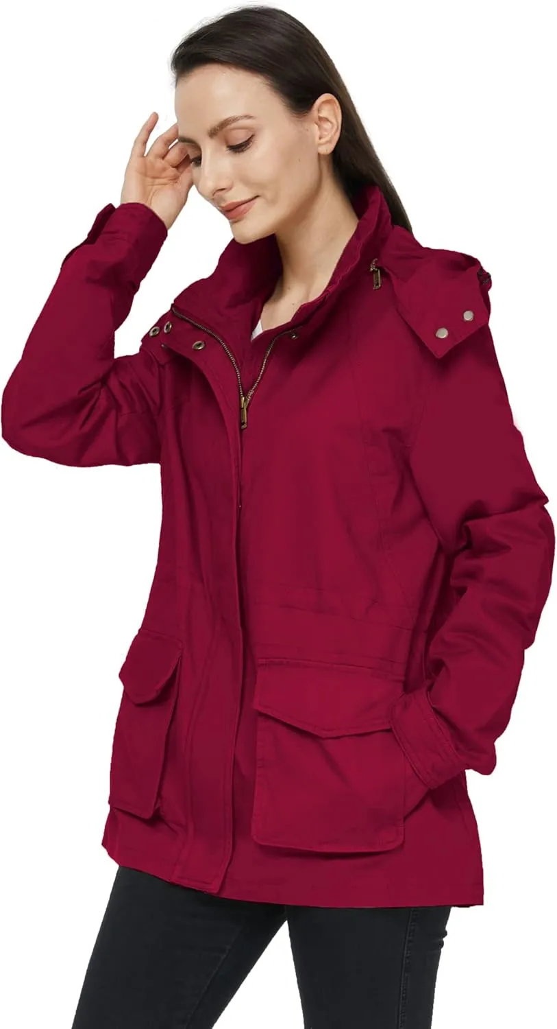 WenVen Women's Anorak Military Jacket Lightweight Casual Cotton Coat with Hood