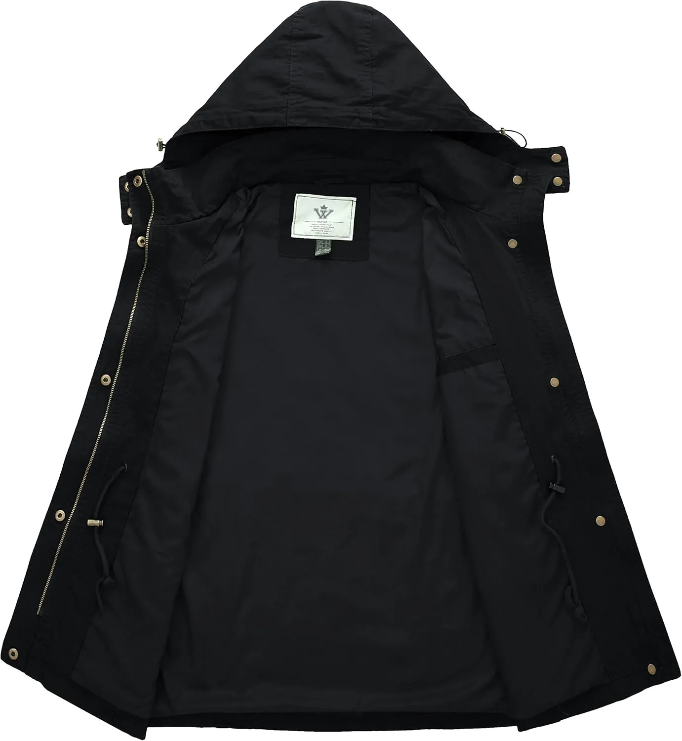 WenVen Women's Anorak Military Jacket Lightweight Casual Cotton Coat with Hood