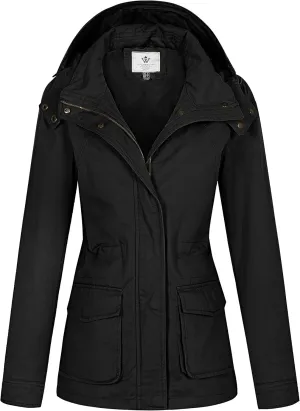WenVen Women's Anorak Military Jacket Lightweight Casual Cotton Coat with Hood