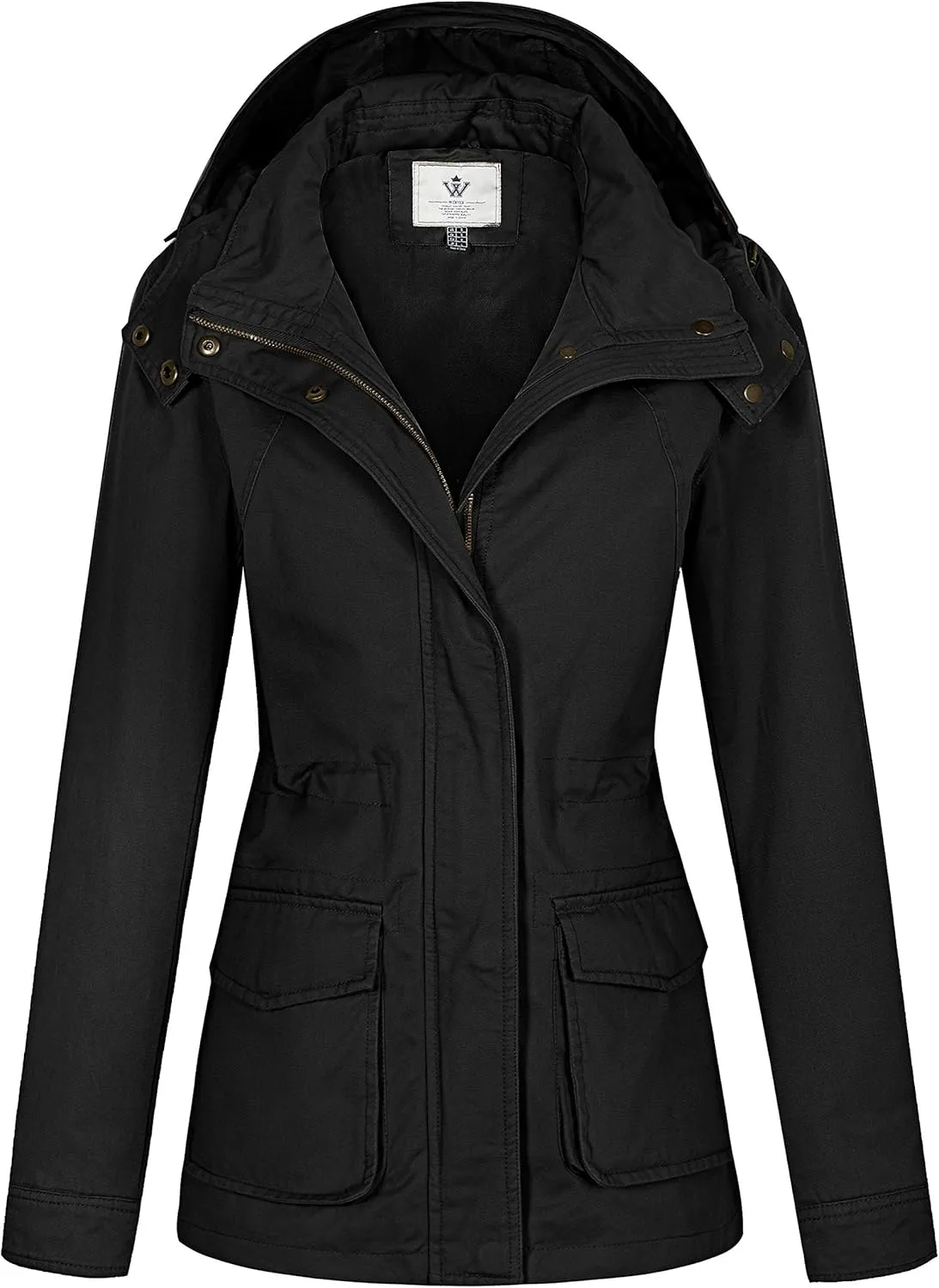 WenVen Women's Anorak Military Jacket Lightweight Casual Cotton Coat with Hood