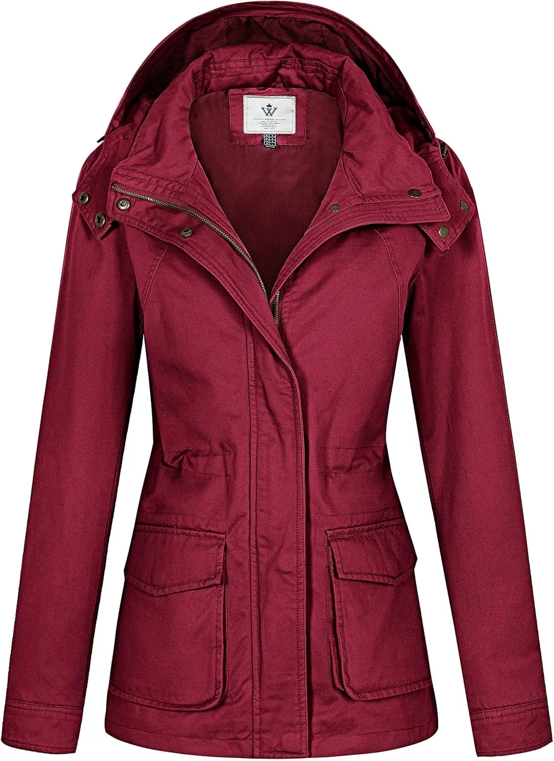 WenVen Women's Anorak Military Jacket Lightweight Casual Cotton Coat with Hood