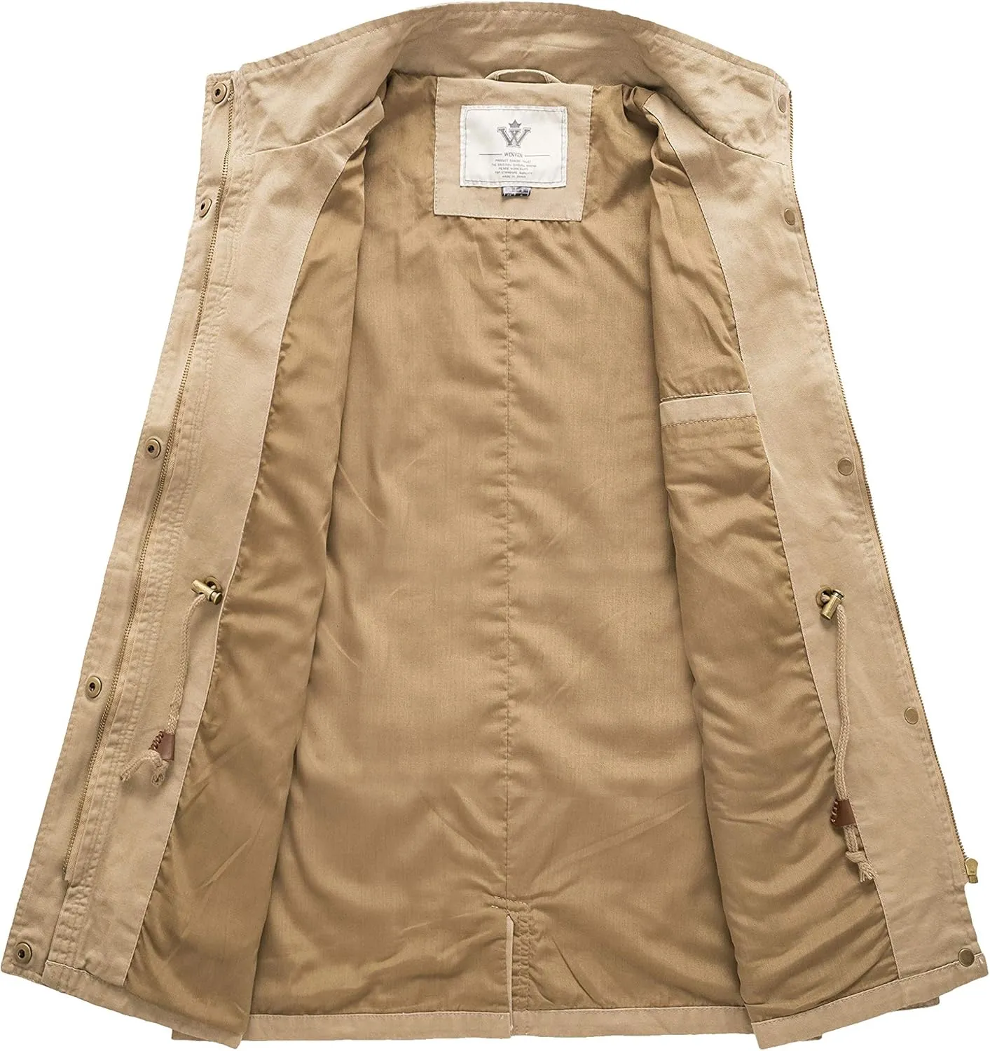 WenVen Women's Casual Military Jacket Cotton Stand Collar Utility Anorak Coat