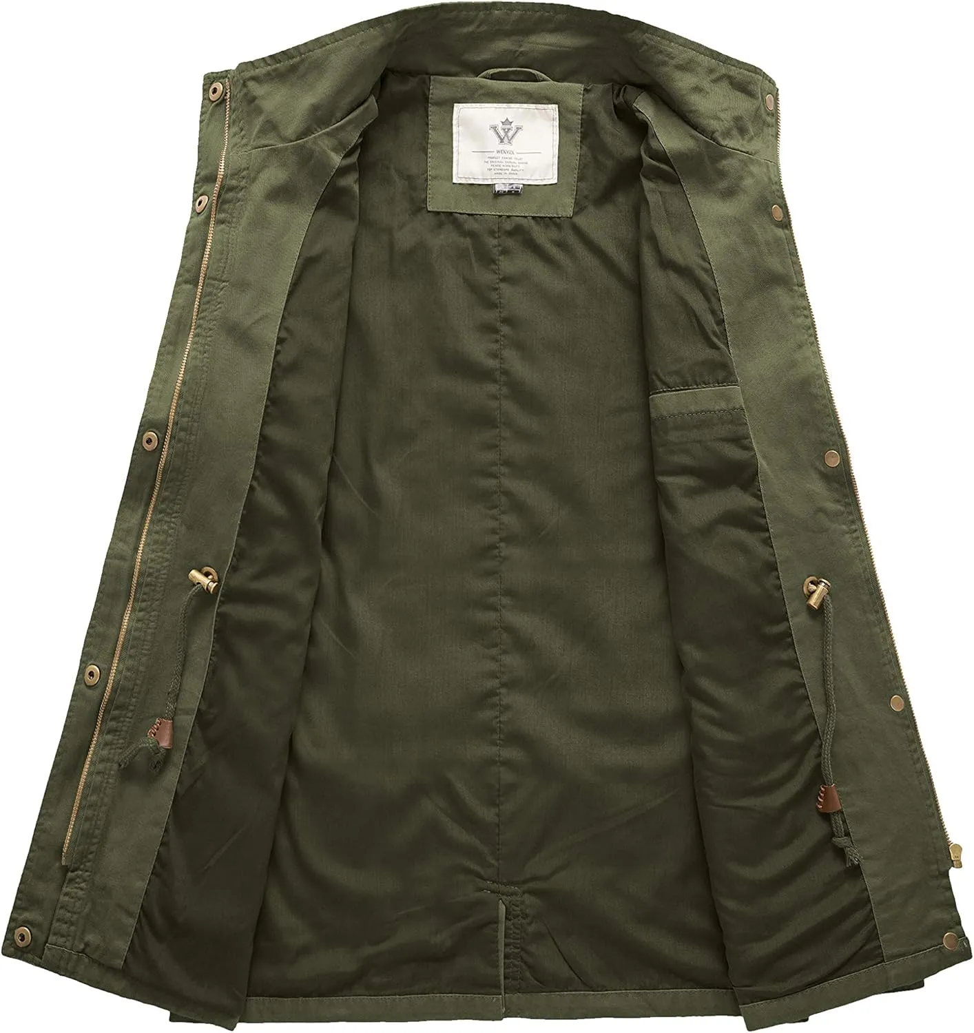 WenVen Women's Casual Military Jacket Cotton Stand Collar Utility Anorak Coat
