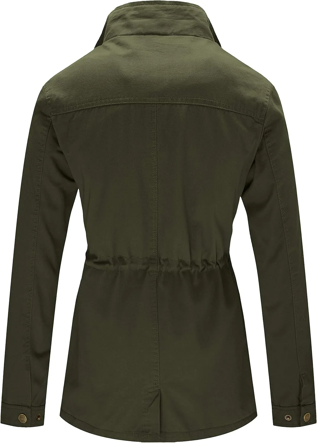 WenVen Women's Casual Military Jacket Cotton Stand Collar Utility Anorak Coat