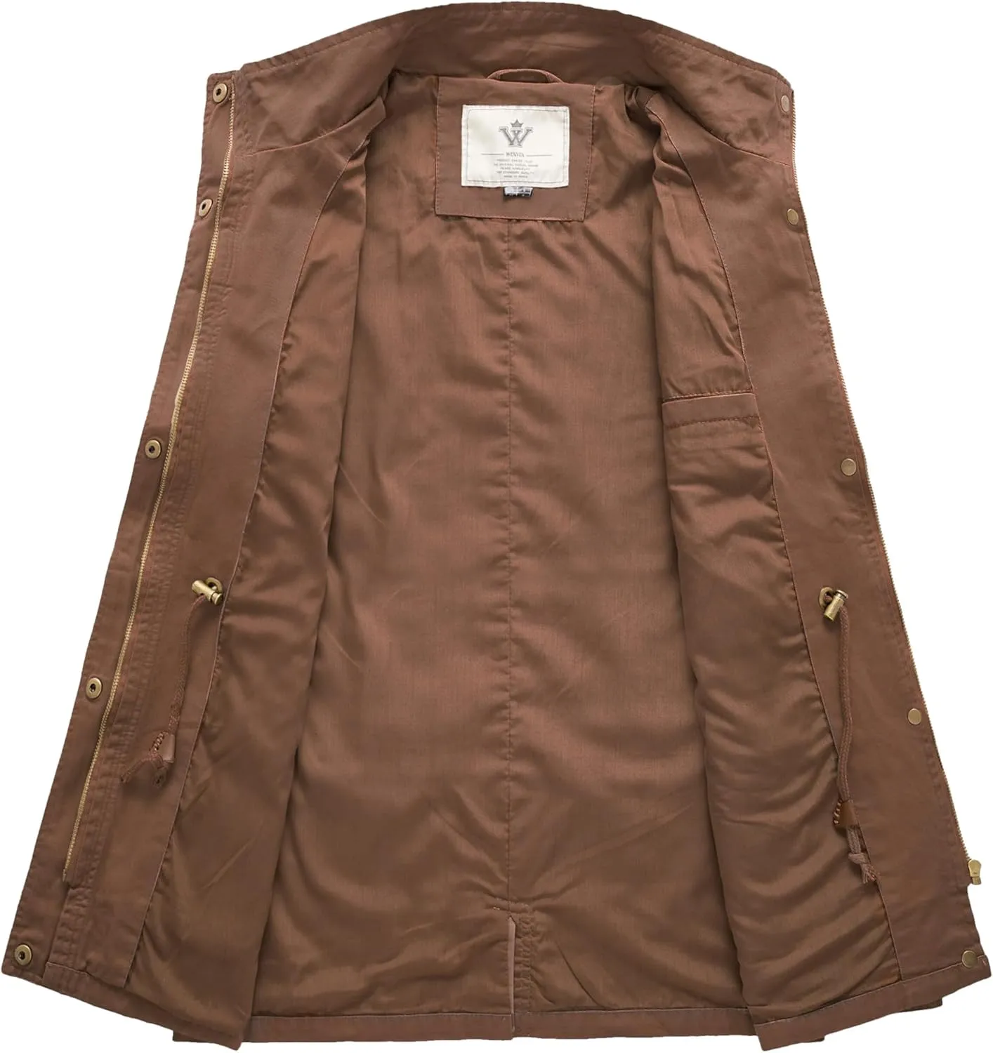 WenVen Women's Casual Military Jacket Cotton Stand Collar Utility Anorak Coat