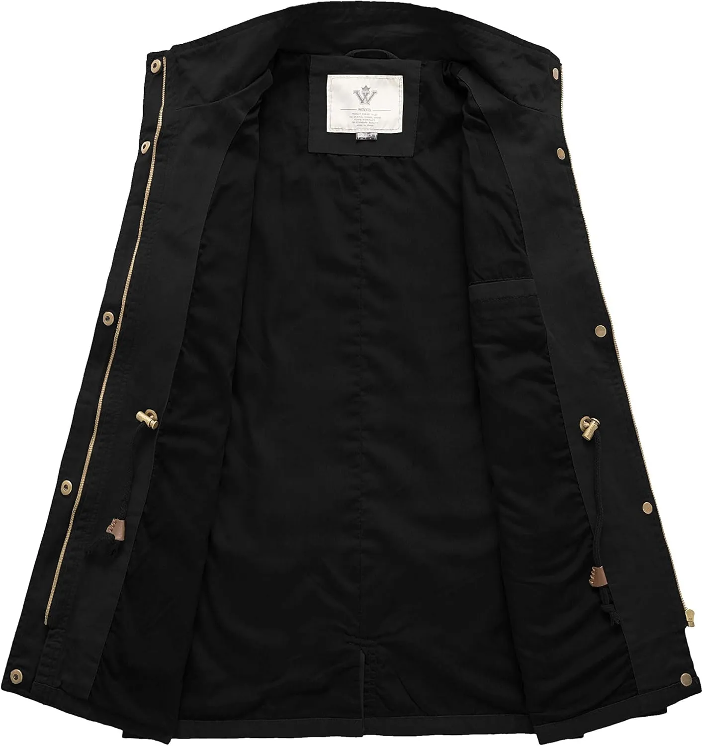 WenVen Women's Casual Military Jacket Cotton Stand Collar Utility Anorak Coat