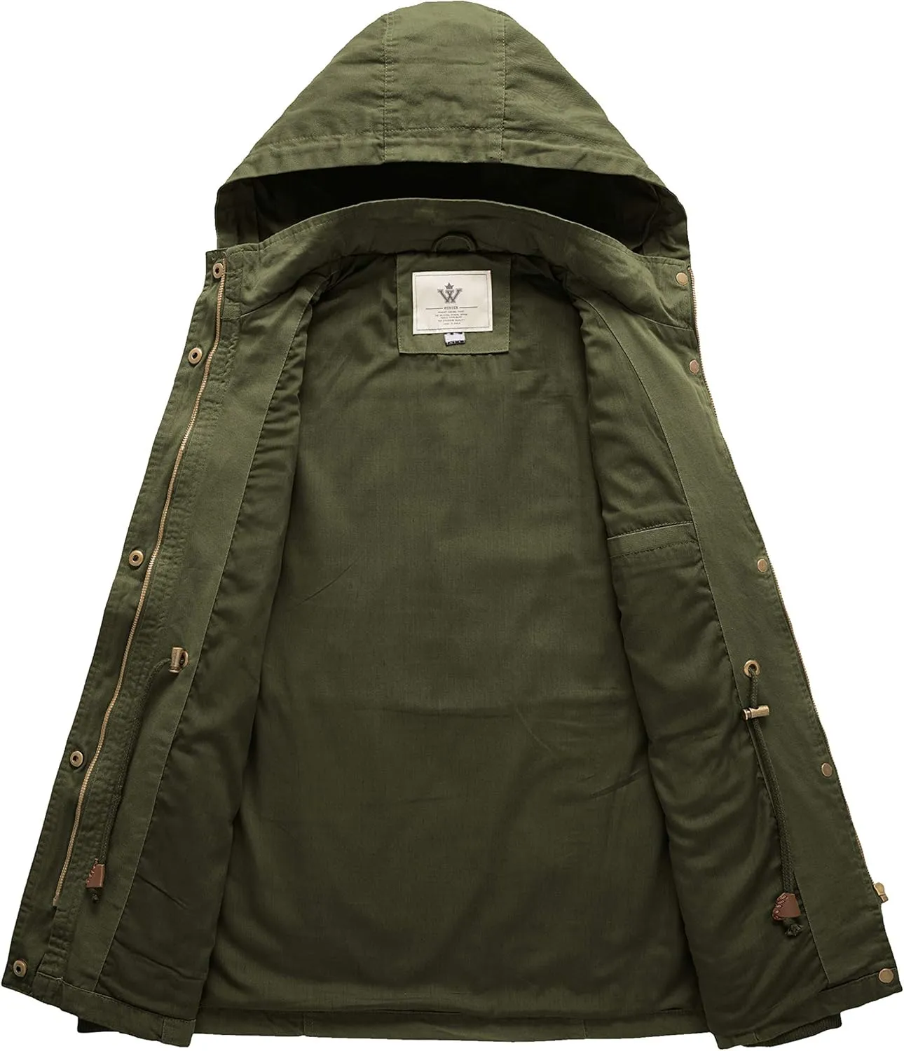WenVen Women's Cotton Military Jacket Lightweight Casual Anorak Coat with Hood