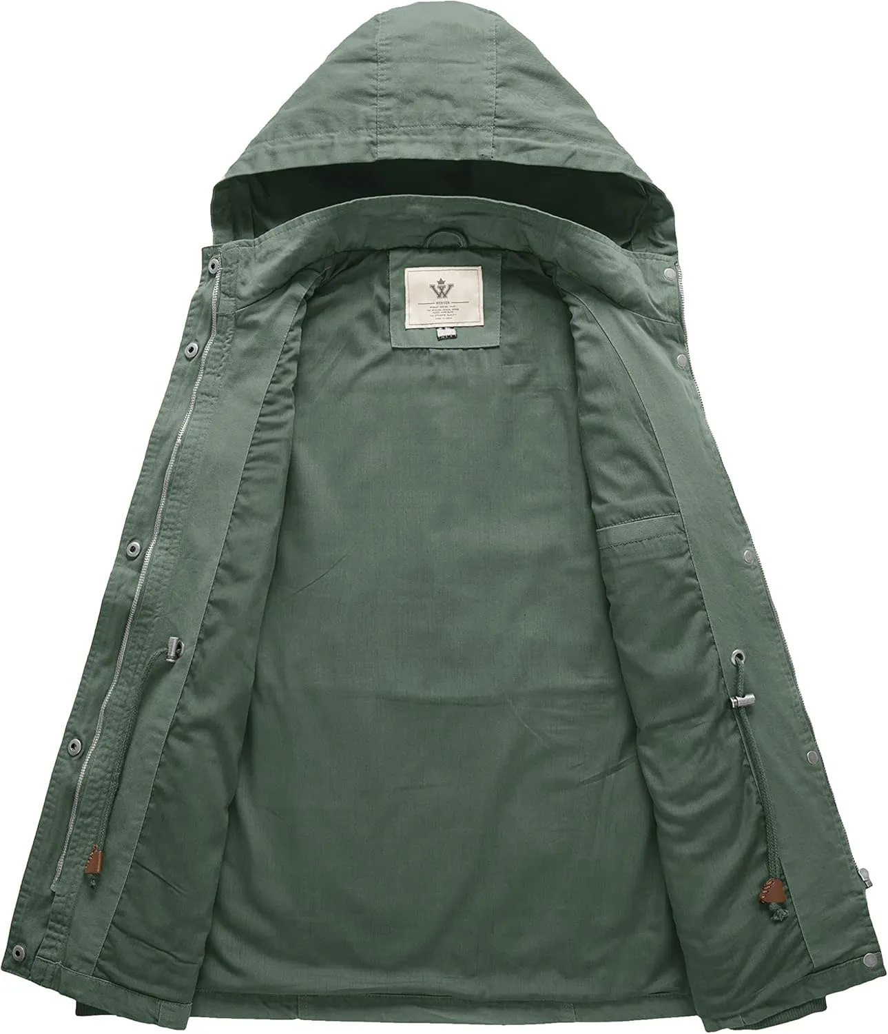 WenVen Women's Cotton Military Jacket Lightweight Casual Anorak Coat with Hood