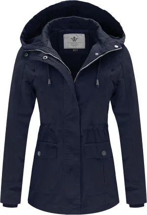 WenVen Women's Cotton Military Jacket Lightweight Casual Anorak Coat with Hood