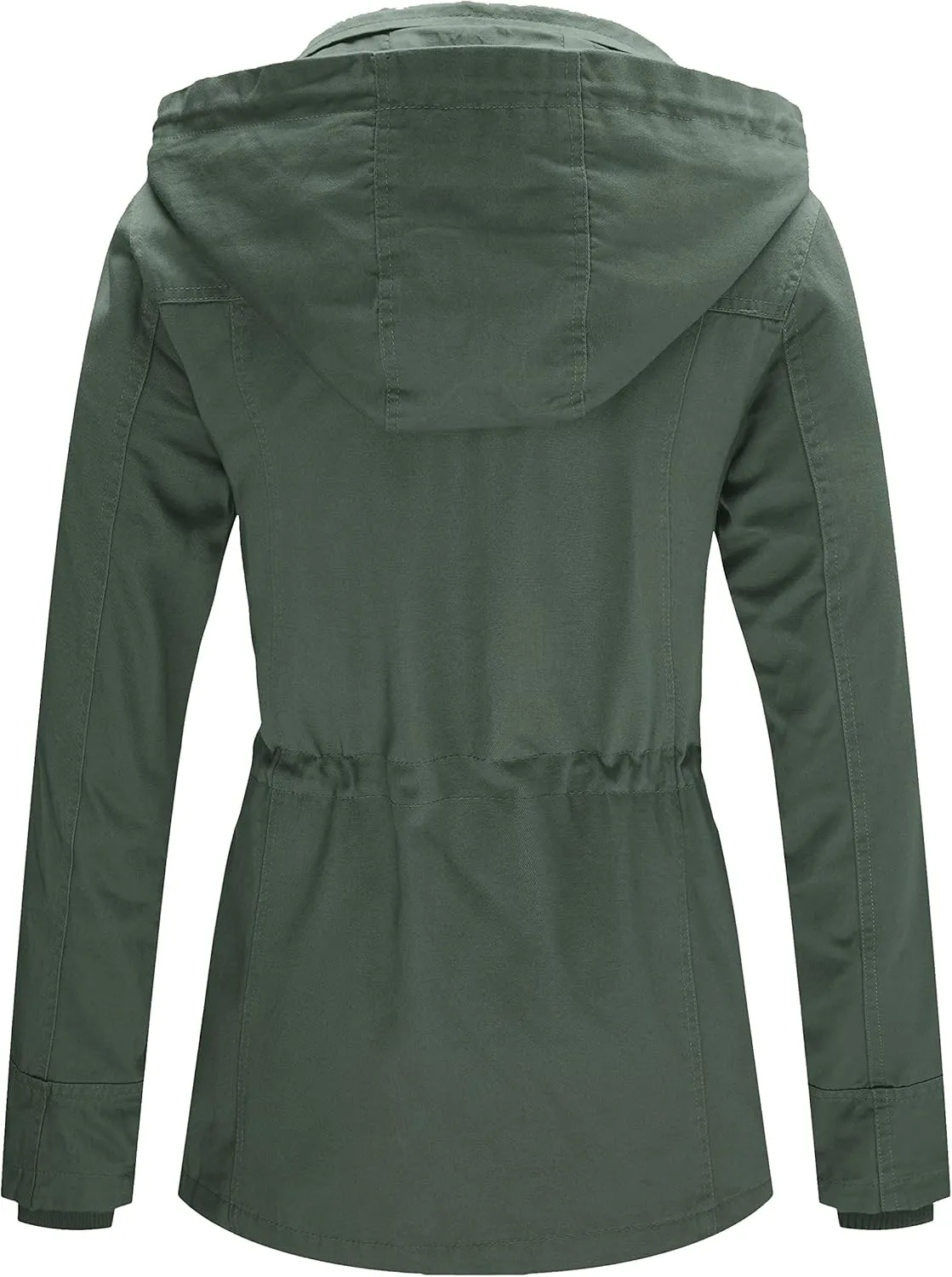 WenVen Women's Cotton Military Jacket Lightweight Casual Anorak Coat with Hood