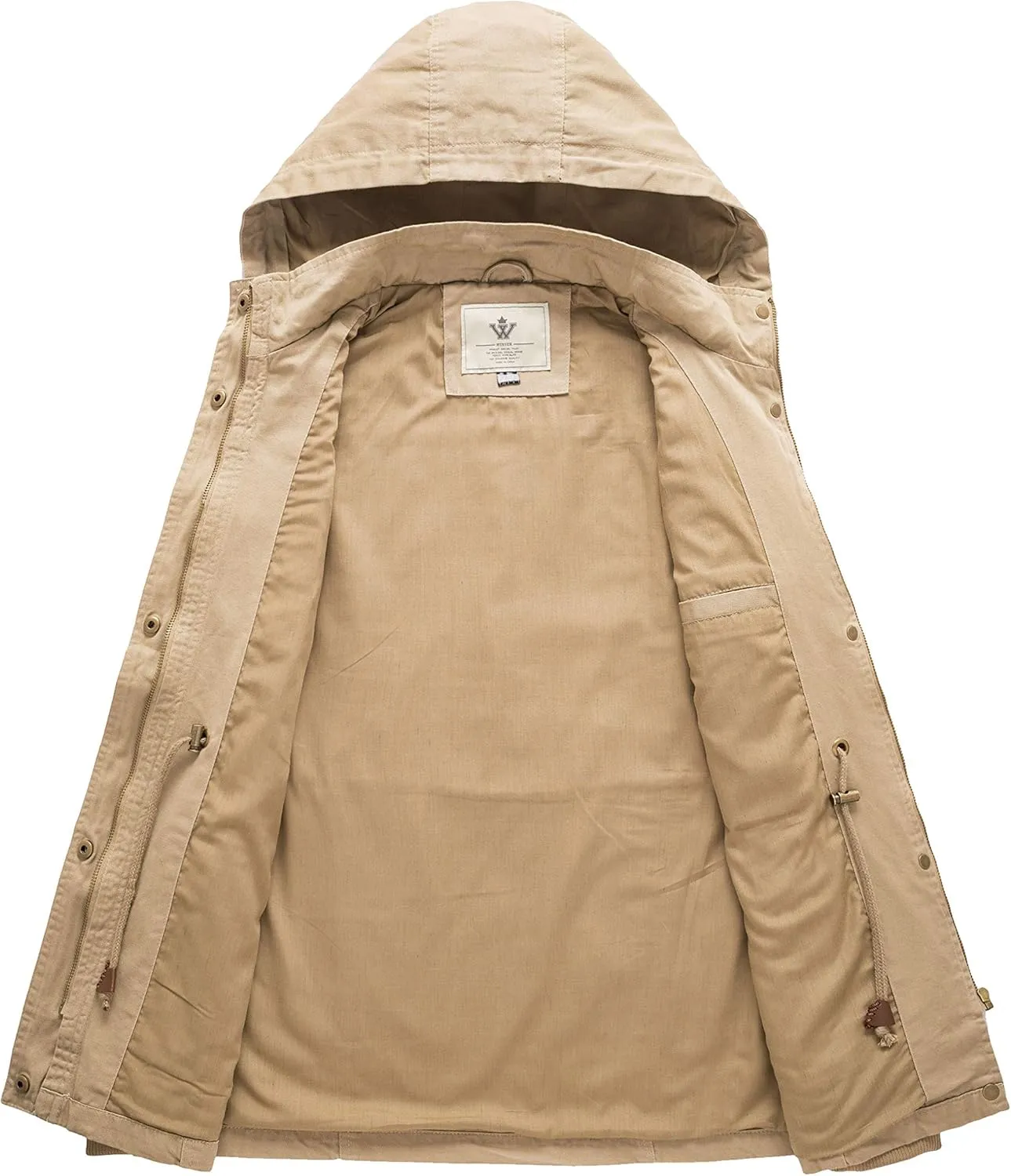 WenVen Women's Cotton Military Jacket Lightweight Casual Anorak Coat with Hood