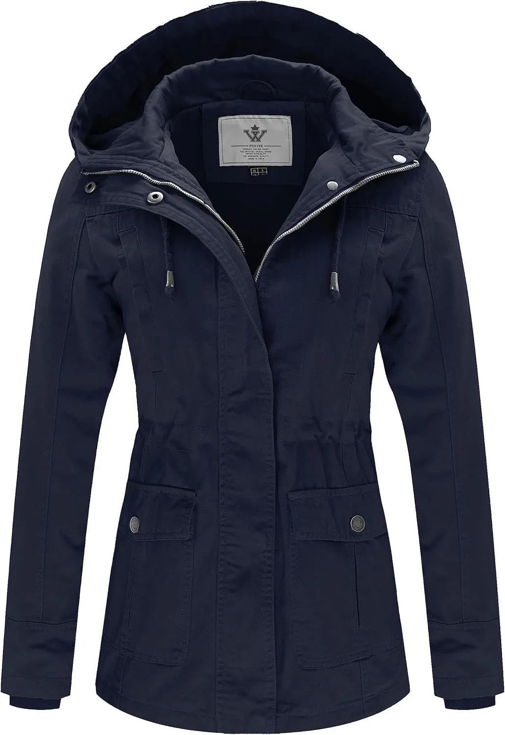 WenVen Women's Cotton Military Jacket Lightweight Casual Anorak Coat with Hood