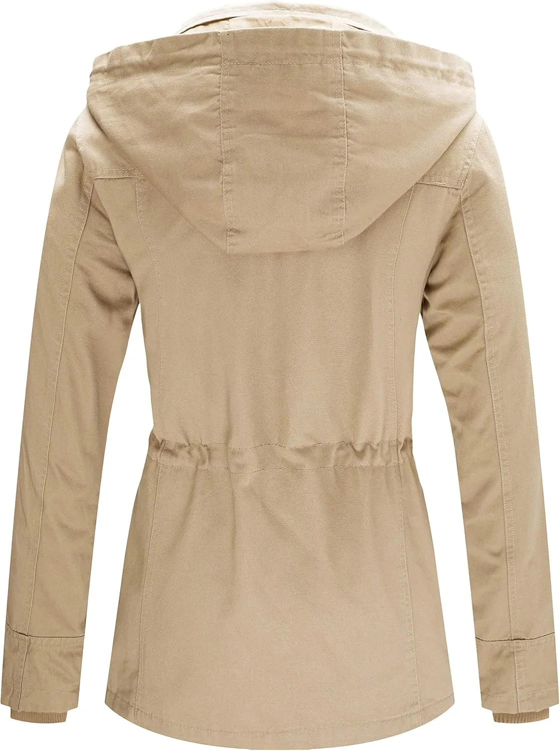 WenVen Women's Cotton Military Jacket Lightweight Casual Anorak Coat with Hood