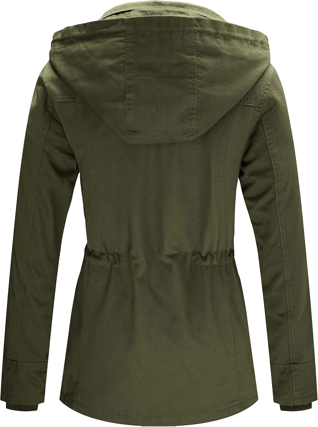 WenVen Women's Cotton Military Jacket Lightweight Casual Anorak Coat with Hood