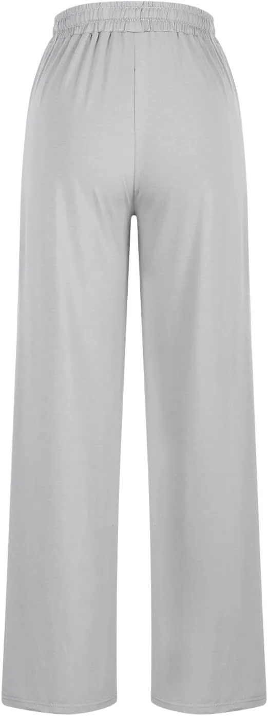 Wide Leg Sweatpants for Womens Leisure Plain Pant Drawstring Workout Pants High Waist Yoga Trouser Daily Comfy Pant