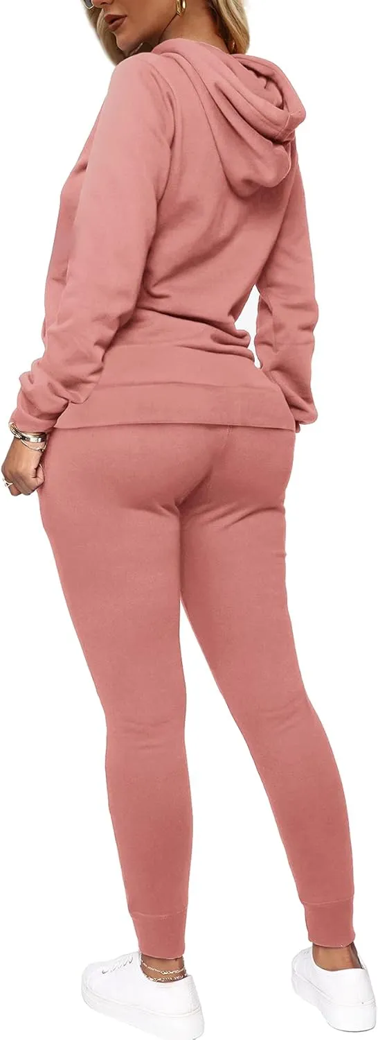 WIHOLL Two Piece Outfits Sweatsuits for Women Set Hoodie and Sweatpants Set Jogging Suits with Kangaroo Pockets