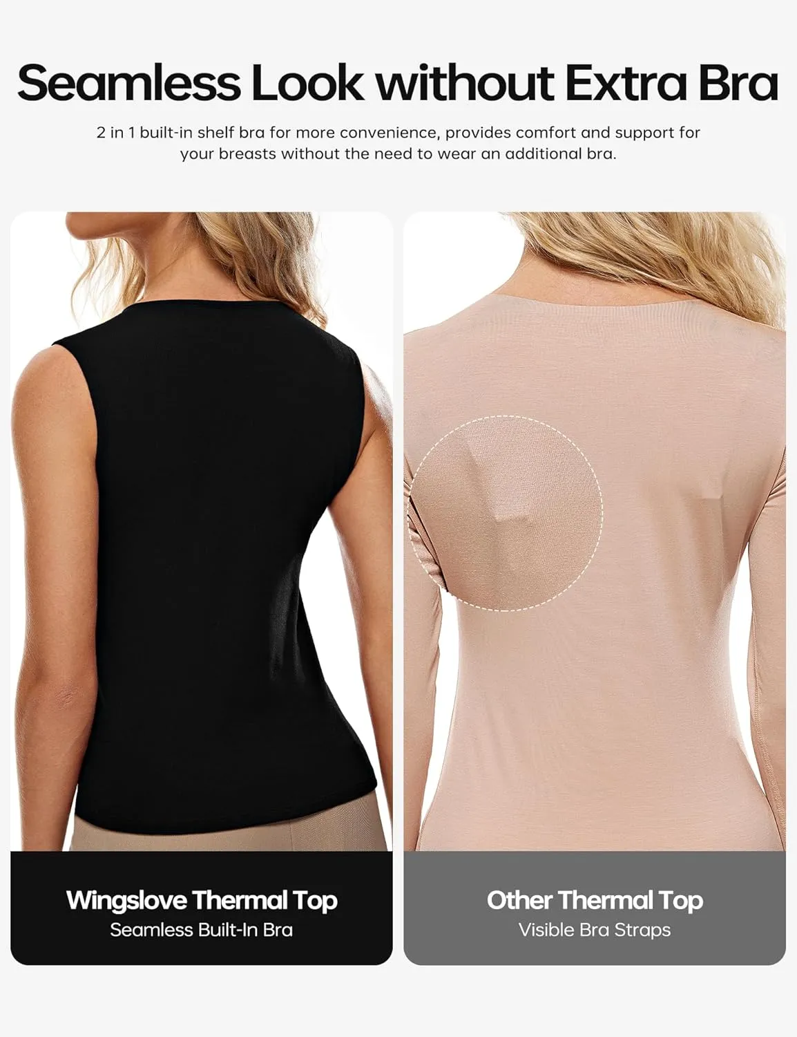 Wingslove Tank Top with Built in Bra for Women Shelf Bra Workout Tank Top