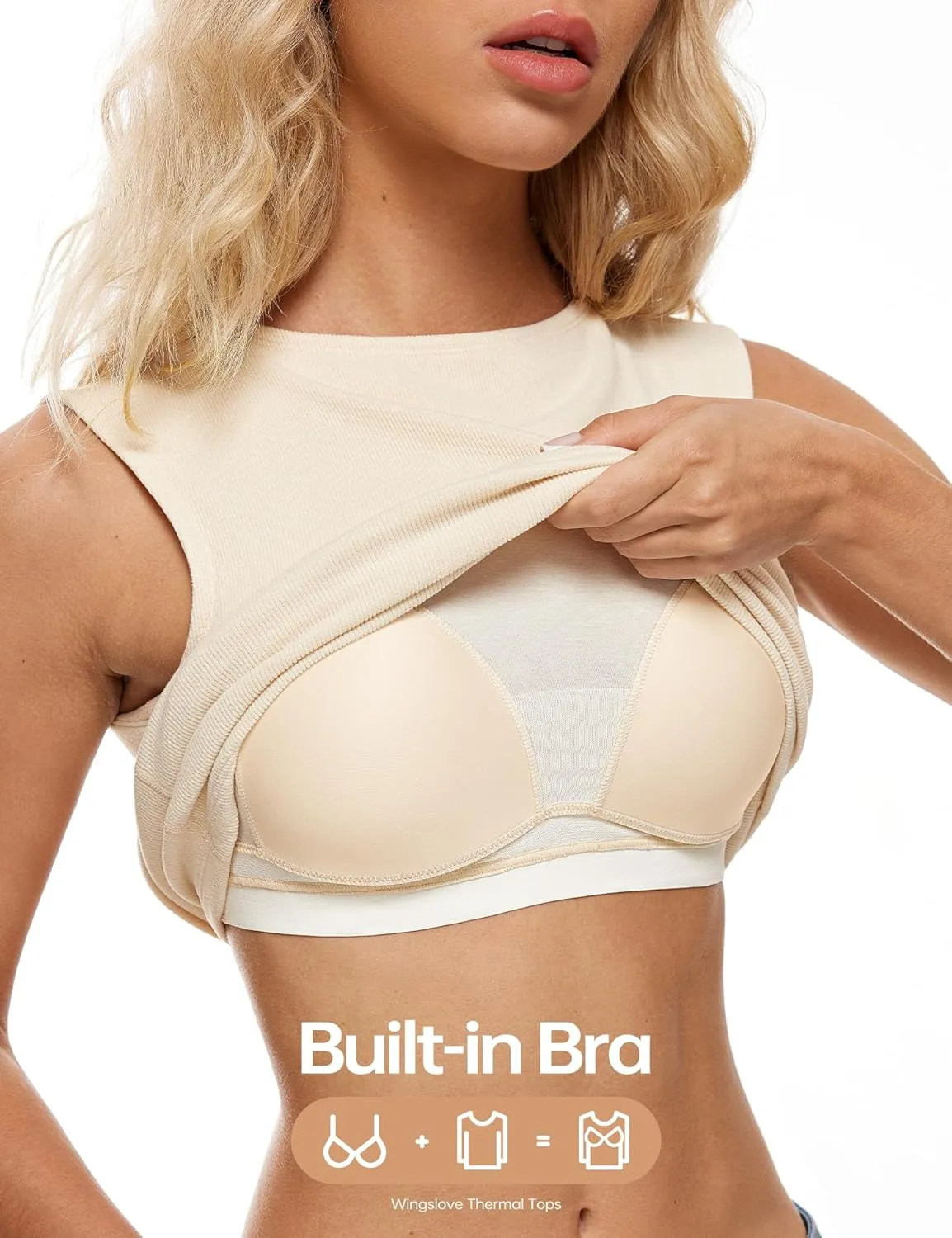 Wingslove Tank Top with Built in Bra for Women Shelf Bra Workout Tank Top