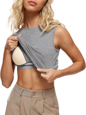 Wingslove Tank Top with Built in Bra for Women Shelf Bra Workout Tank Top