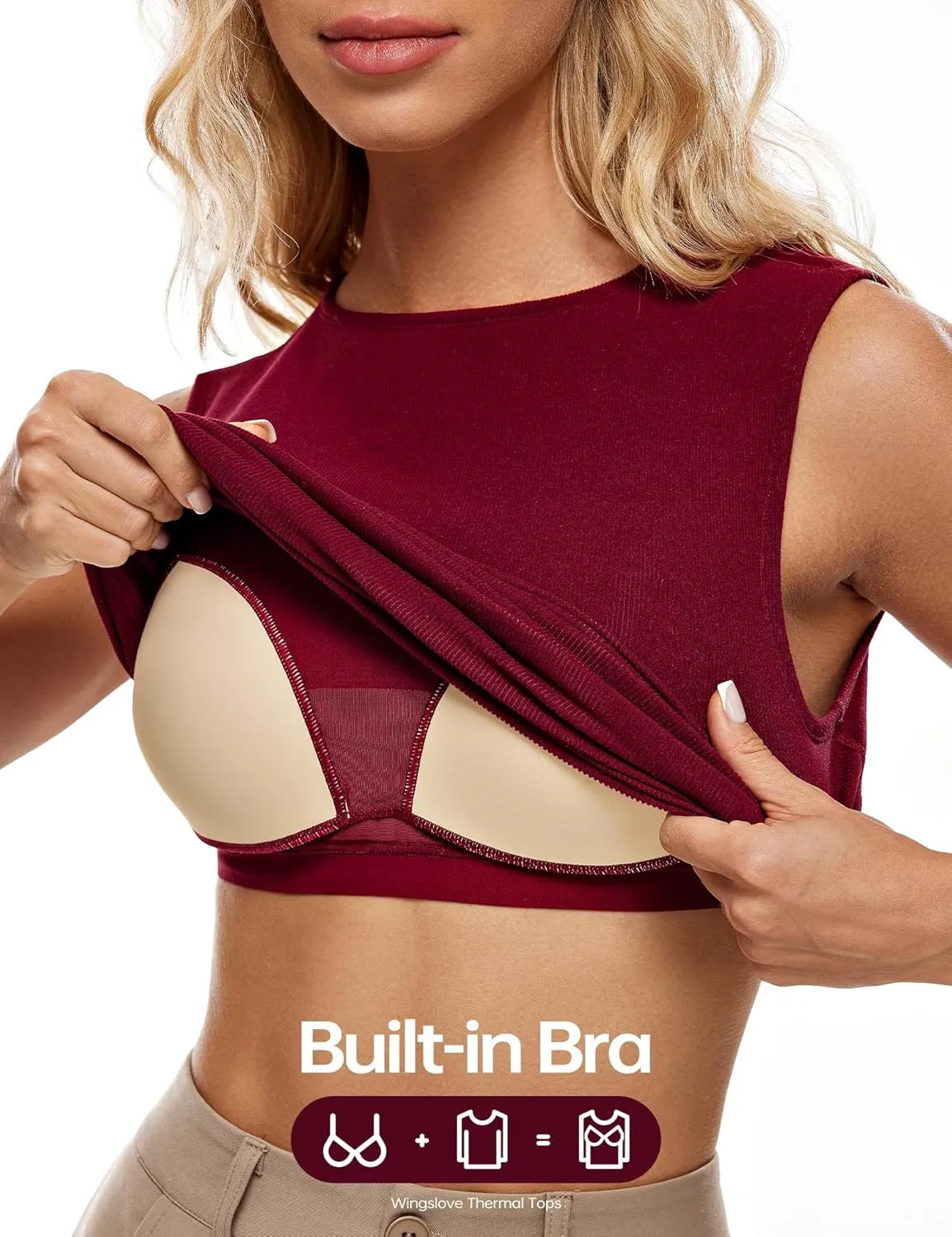 Wingslove Tank Top with Built in Bra for Women Shelf Bra Workout Tank Top