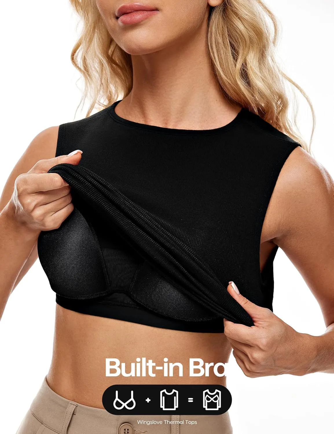 Wingslove Tank Top with Built in Bra for Women Shelf Bra Workout Tank Top