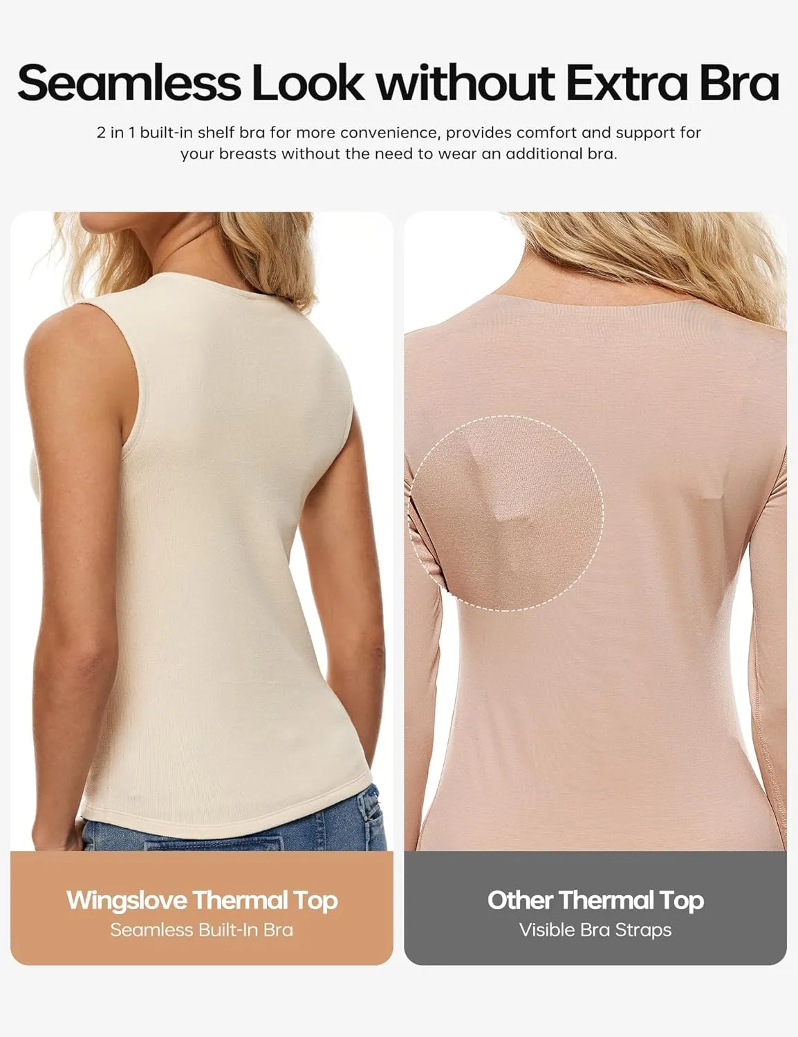 Wingslove Tank Top with Built in Bra for Women Shelf Bra Workout Tank Top