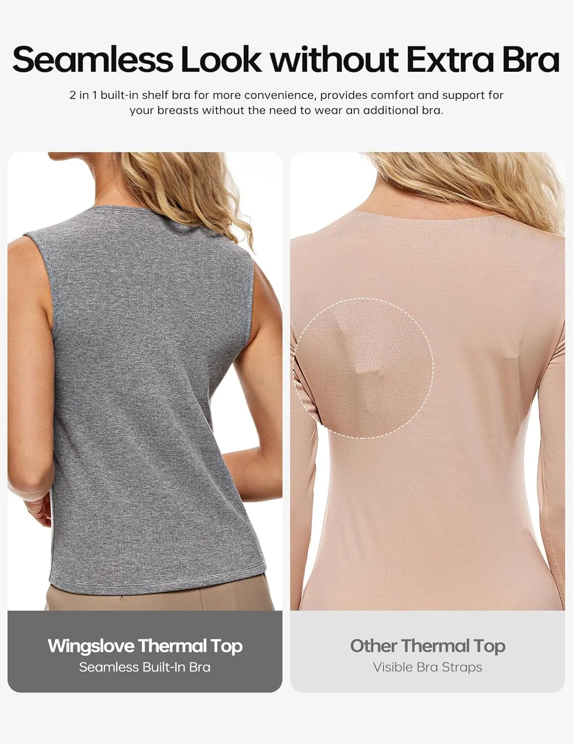 Wingslove Tank Top with Built in Bra for Women Shelf Bra Workout Tank Top