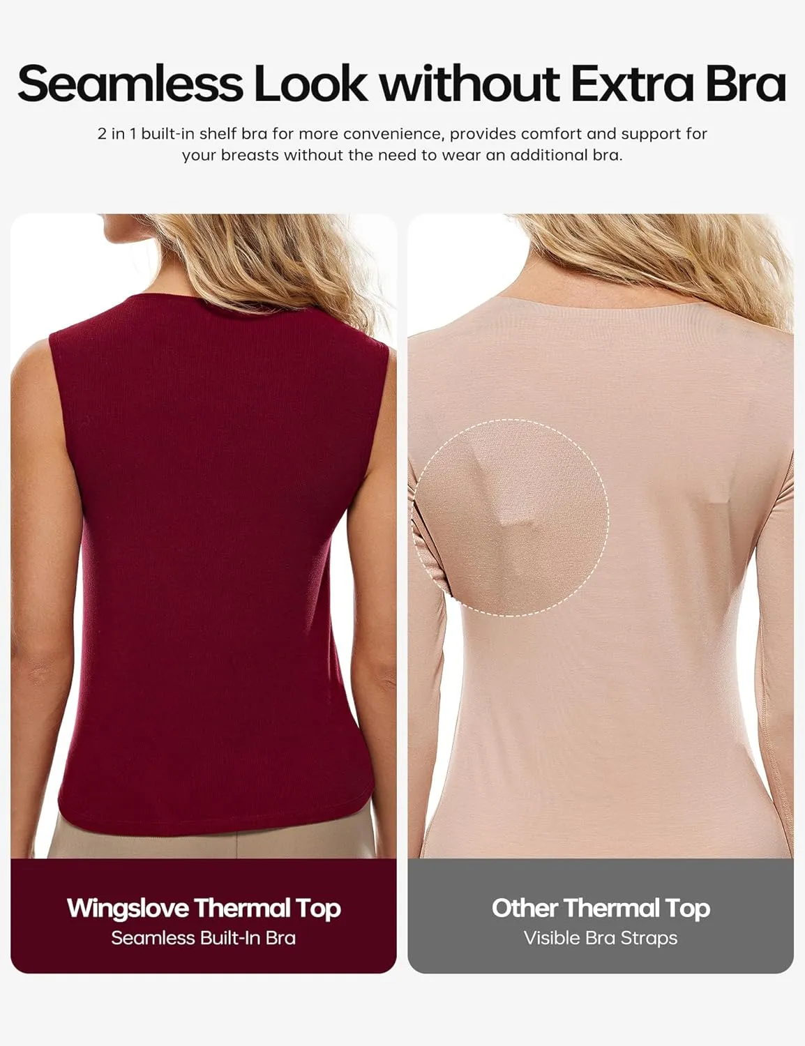 Wingslove Tank Top with Built in Bra for Women Shelf Bra Workout Tank Top