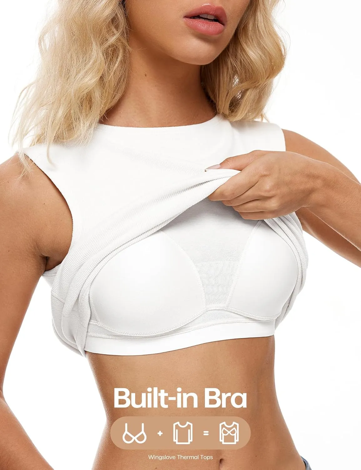 Wingslove Tank Top with Built in Bra for Women Shelf Bra Workout Tank Top