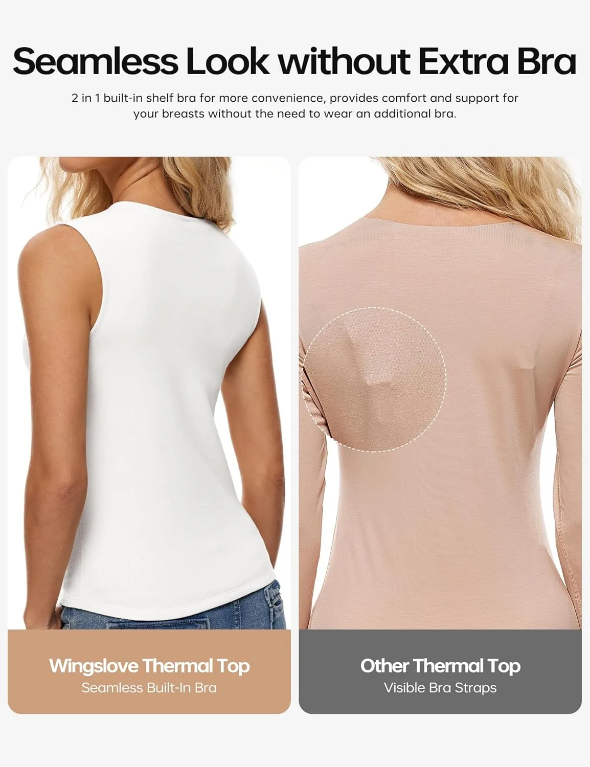 Wingslove Tank Top with Built in Bra for Women Shelf Bra Workout Tank Top