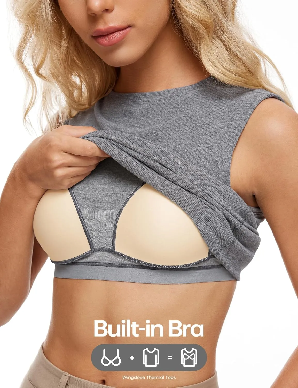 Wingslove Tank Top with Built in Bra for Women Shelf Bra Workout Tank Top