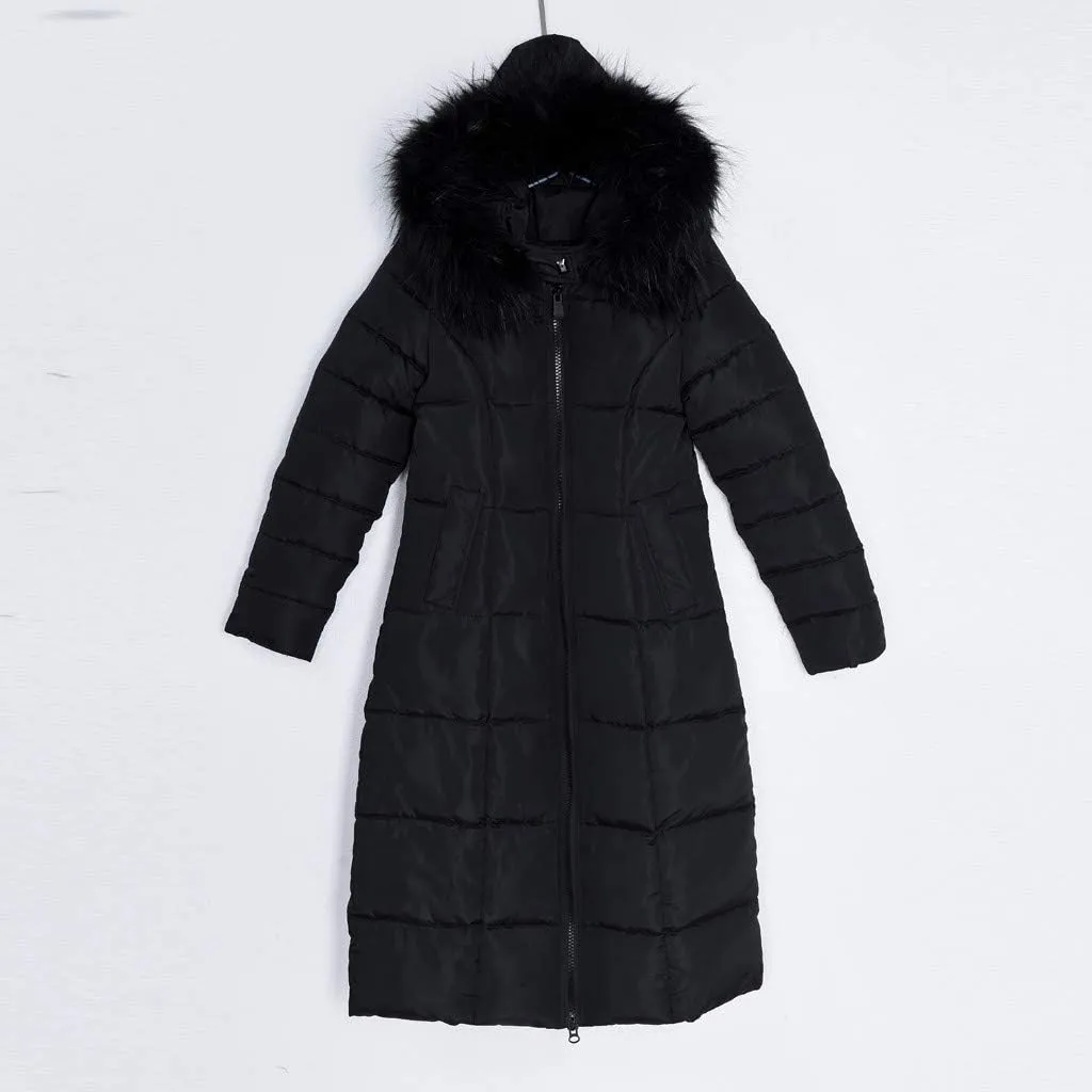 Winter Coat For Women Long Down Coats Thicken Puffer Jacket Warm Fur Hooded Quilted Coat Cotton Padded Jacket Outwear