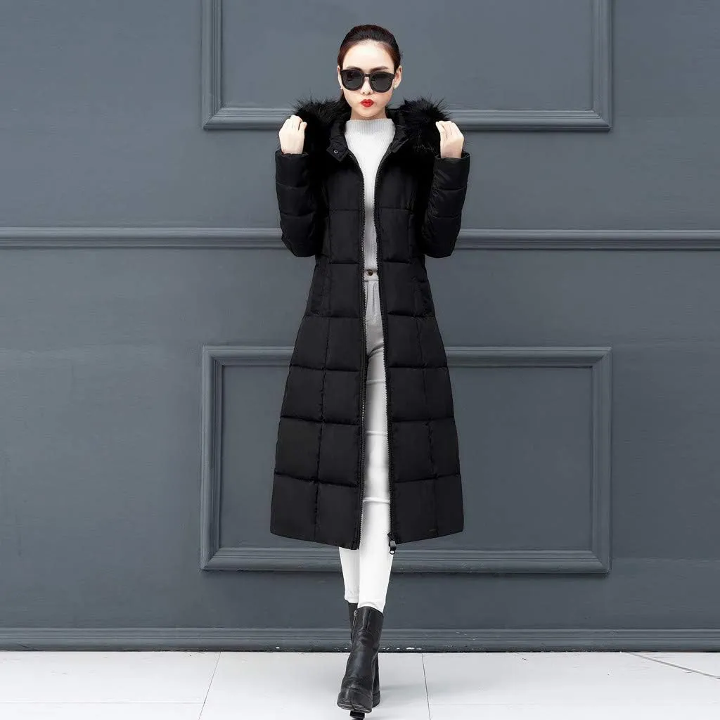 Winter Coat For Women Long Down Coats Thicken Puffer Jacket Warm Fur Hooded Quilted Coat Cotton Padded Jacket Outwear