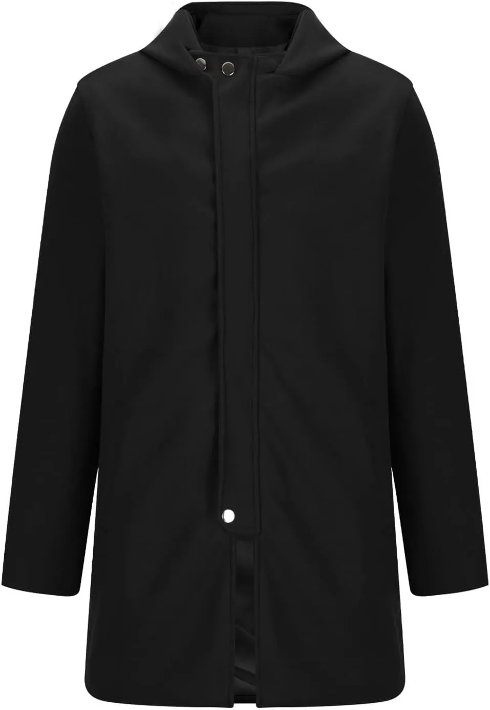 Winter Jackets for Men Long Trench Coat Zip Up Jacket with Hood Wool Blend Peacoat Warm Thick Outerwear 2024