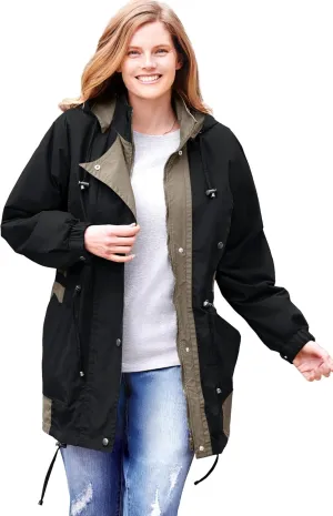 Woman Within Plus Size Colorblocked Taslon Anorak