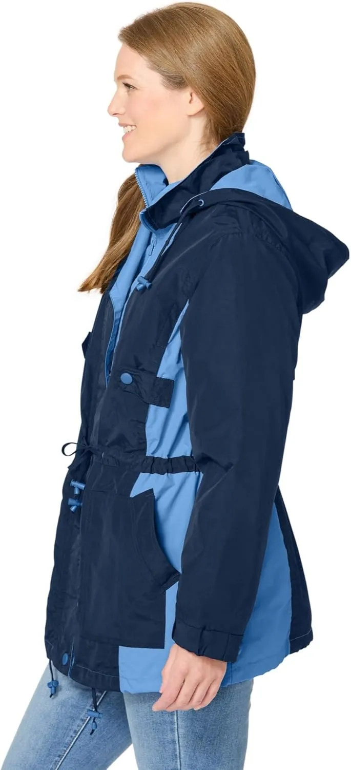 Woman Within Plus Size Colorblocked Taslon Anorak