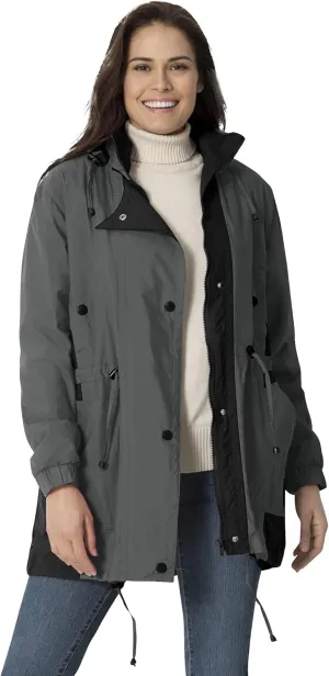 Woman Within Plus Size Colorblocked Taslon Anorak