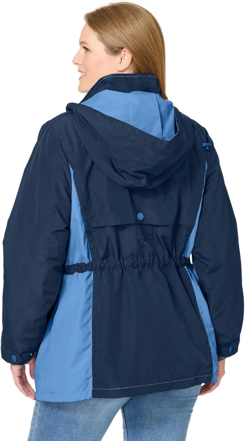 Woman Within Plus Size Colorblocked Taslon Anorak