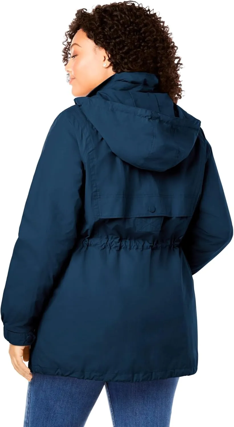 Woman Within Plus Size Fleece-Lined Taslon Anorak