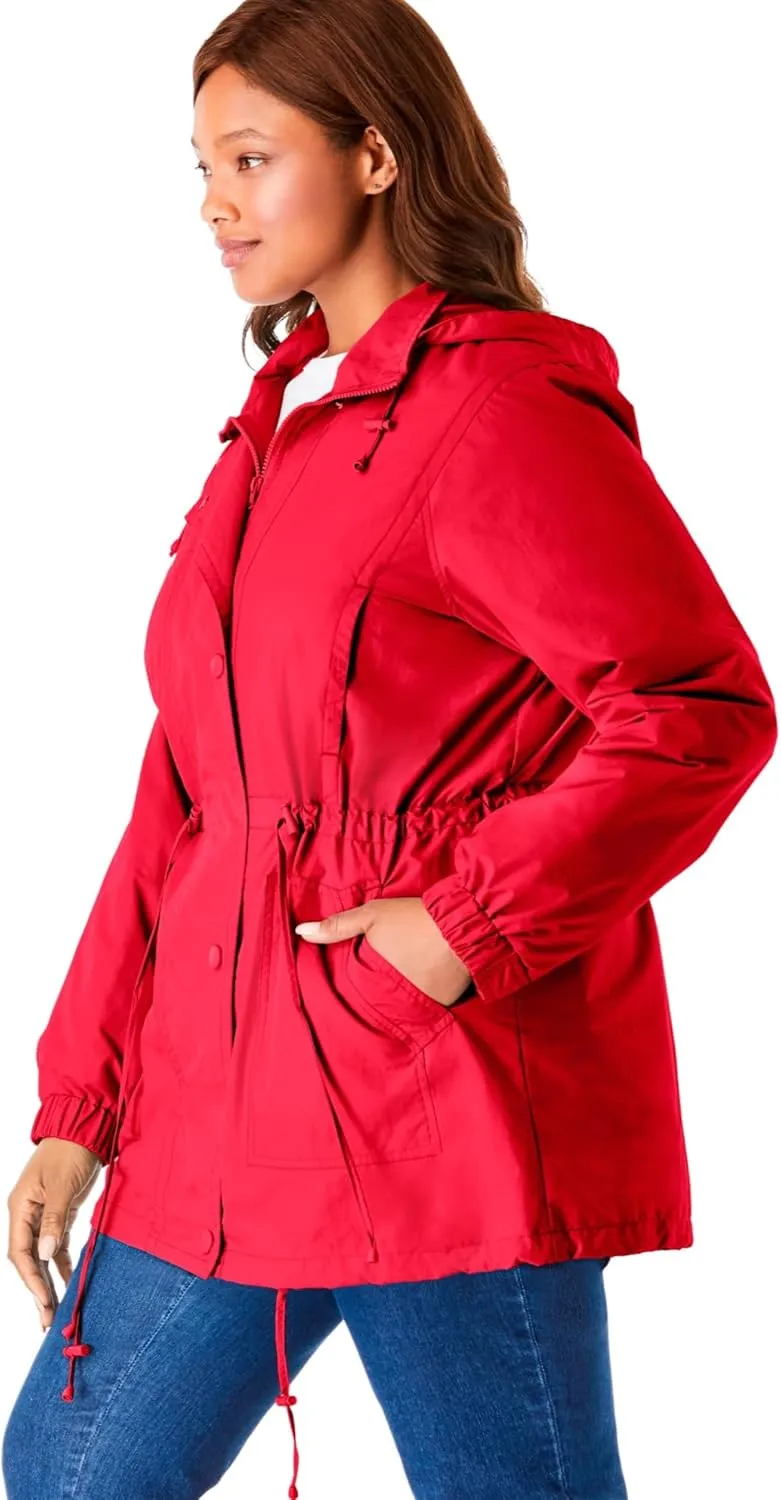 Woman Within Plus Size Fleece-Lined Taslon Anorak