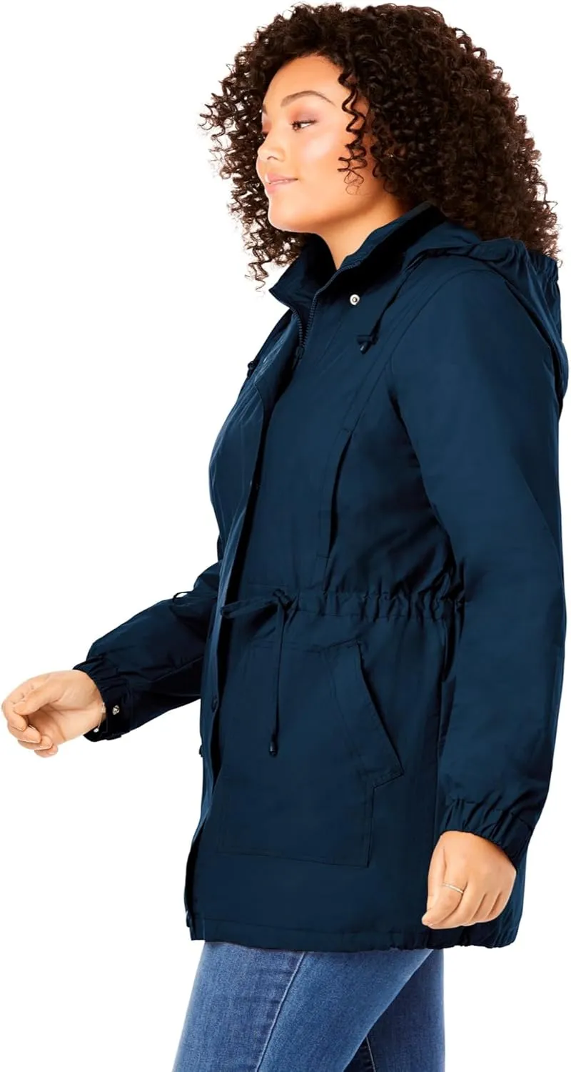 Woman Within Plus Size Fleece-Lined Taslon Anorak
