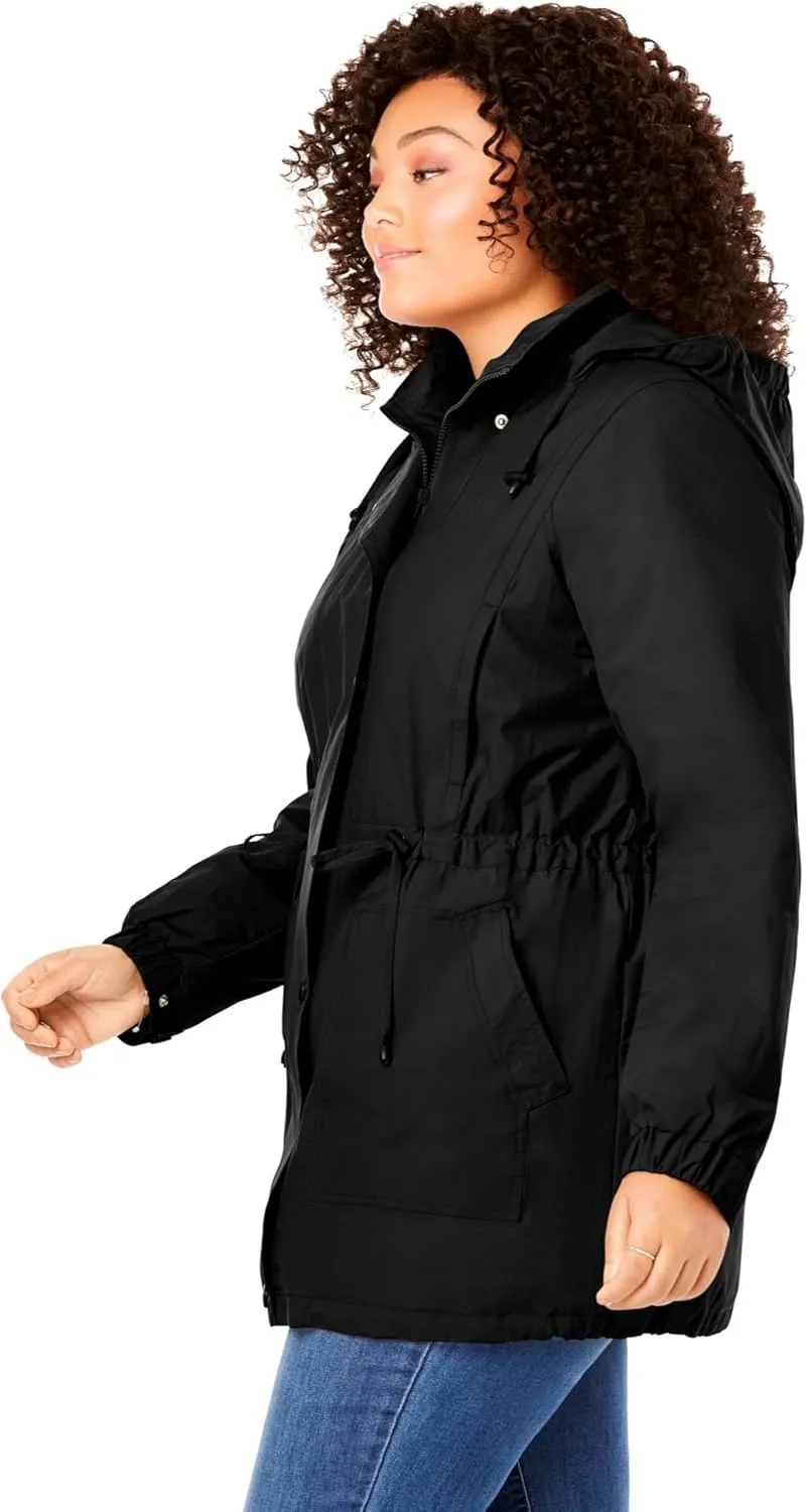 Woman Within Plus Size Fleece-Lined Taslon Anorak