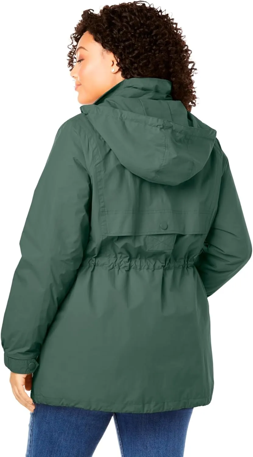 Woman Within Plus Size Fleece-Lined Taslon Anorak