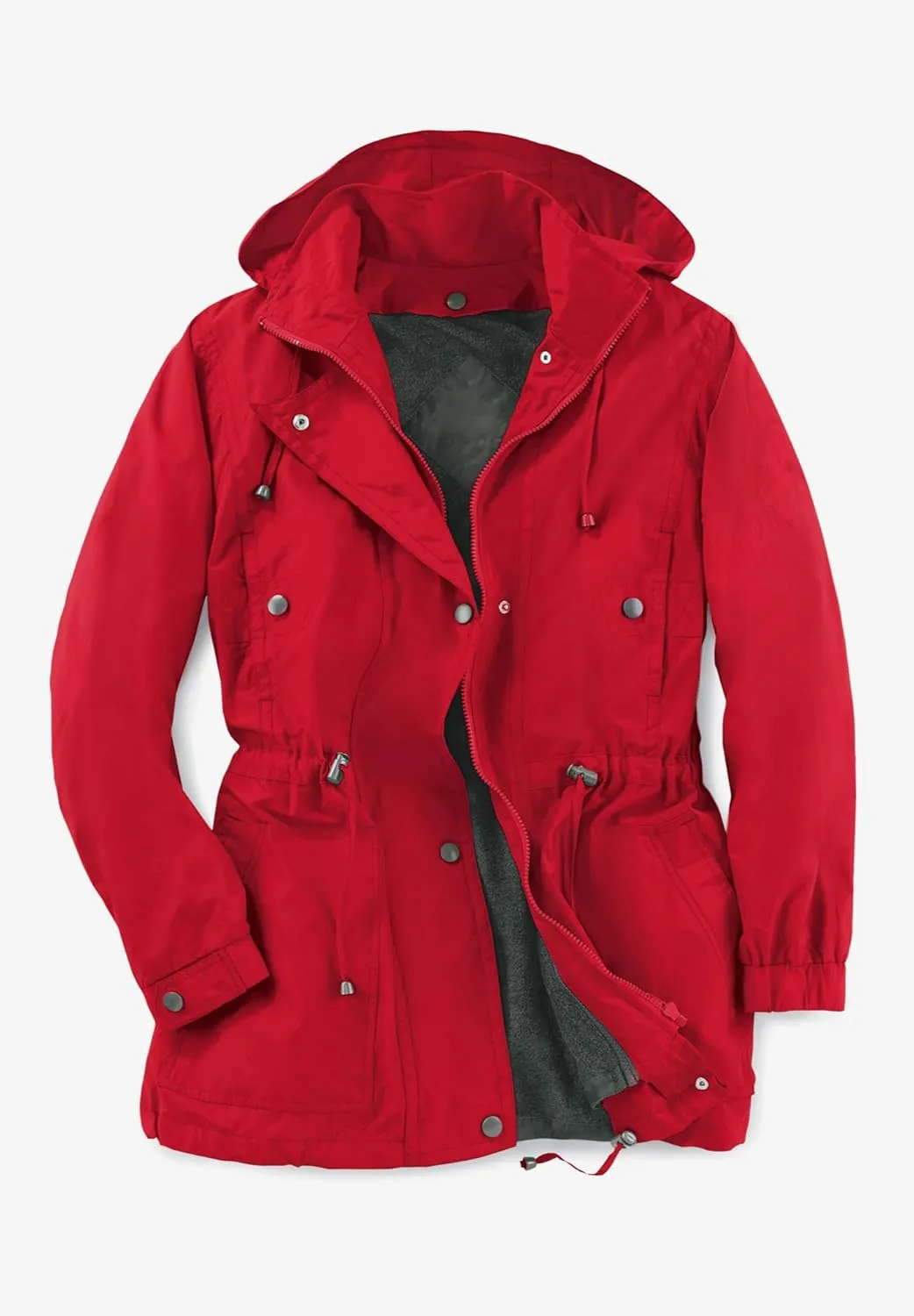 Woman Within Plus Size Fleece-Lined Taslon Anorak