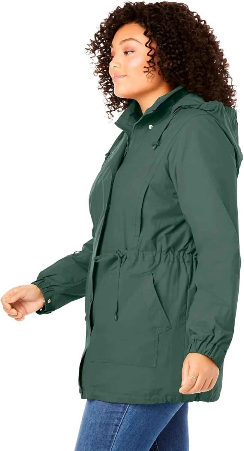 Woman Within Plus Size Fleece-Lined Taslon Anorak