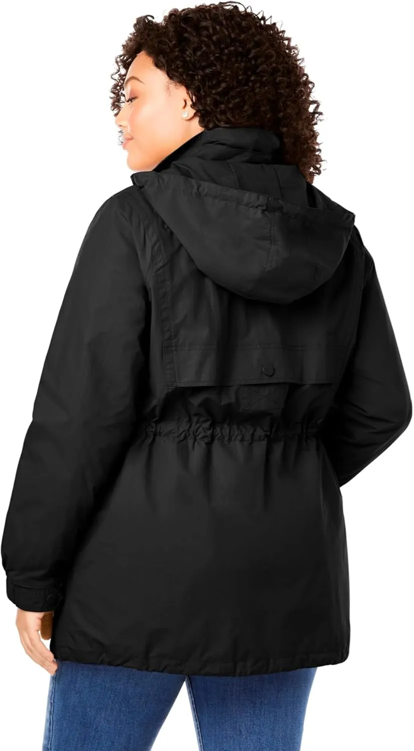 Woman Within Plus Size Fleece-Lined Taslon Anorak